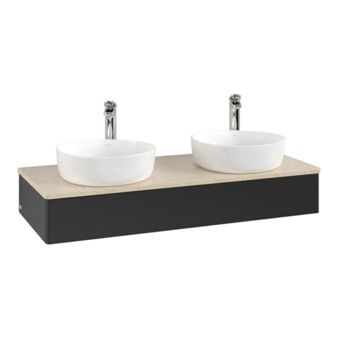 V&B Waschtischunterschrank ohne Frontstruktur, mit Beleuchtung Antao 120x19x50cm, HL, WBP botti., bla m Lac