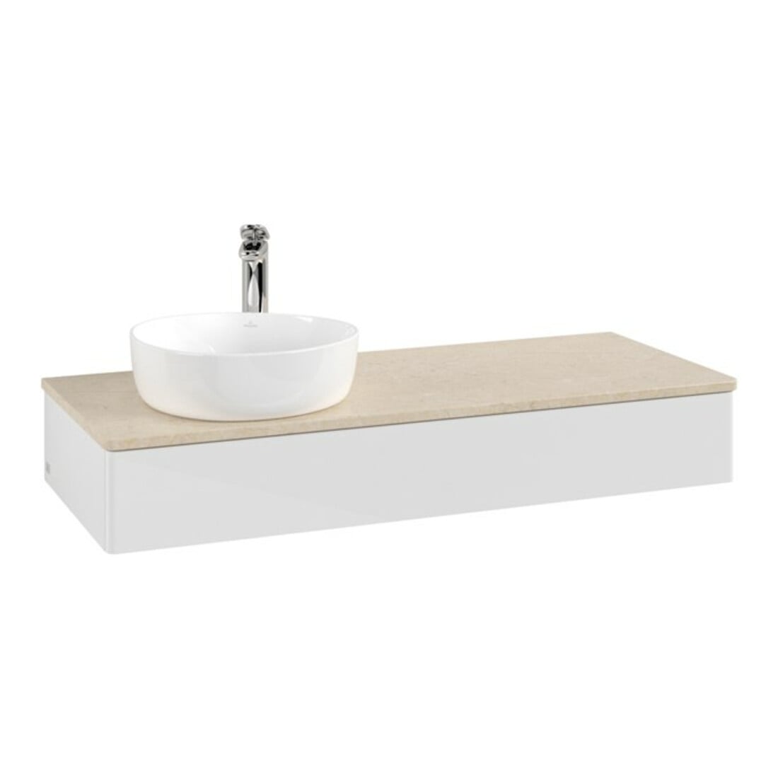V&B Waschtischunterschrank ohne Frontstruktur, mit Beleuchtung Antao 120x19x50cm, HL, WBP botti., glo wh. Lac