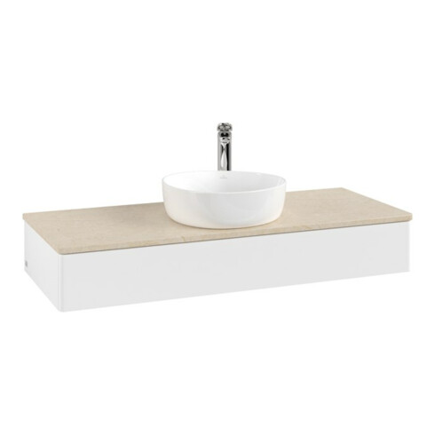 V&B Waschtischunterschrank ohne Frontstruktur, mit Beleuchtung Antao 120x19x50cm, HL, WBP botti., wh. m Lac