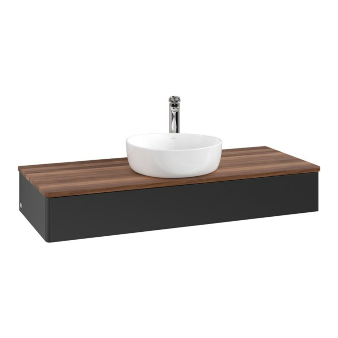 V&B Waschtischunterschrank ohne Frontstruktur, mit Beleuchtung Antao 120x19x50cm, HL, WBP w. wal, bla m Lac
