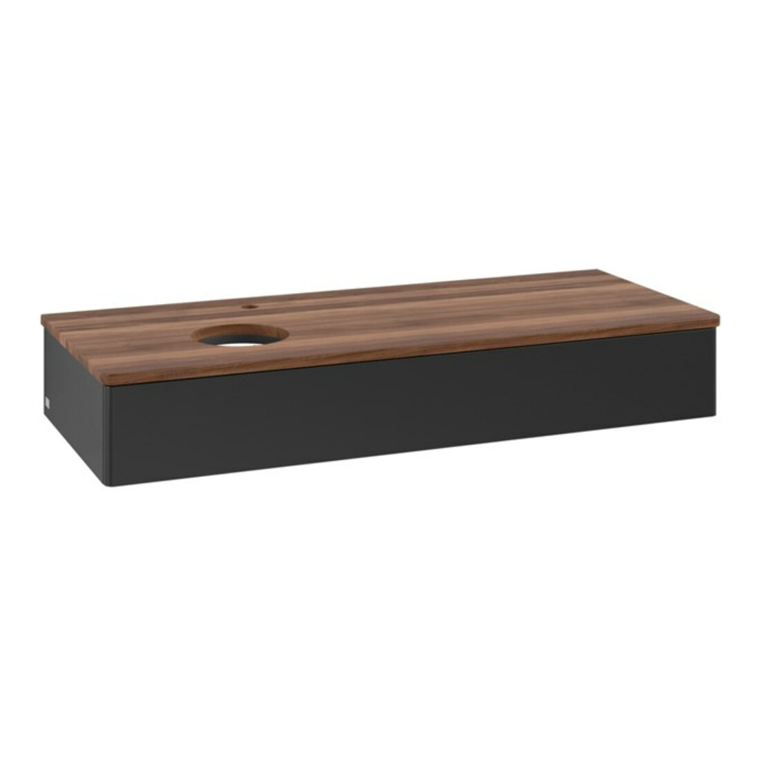 V&B Waschtischunterschrank ohne Frontstruktur, mit Beleuchtung Antao 120x19x50cm, HL, WBP w. wal, bla m Lac