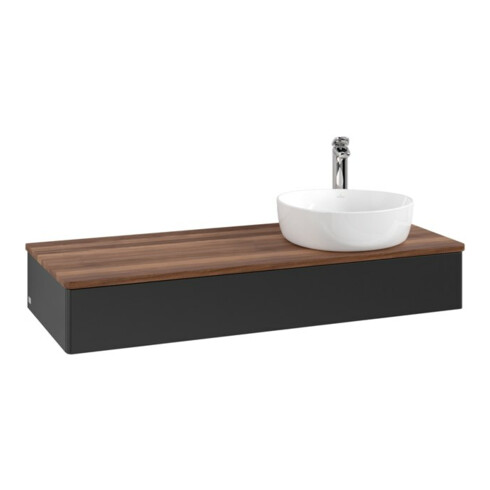 V&B Waschtischunterschrank ohne Frontstruktur, mit Beleuchtung Antao 120x19x50cm, HL, WBP w. wal, bla m Lac