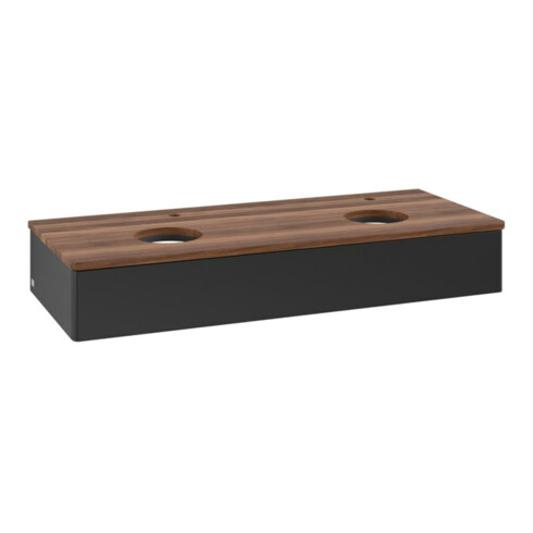 V&B Waschtischunterschrank ohne Frontstruktur, mit Beleuchtung Antao 120x19x50cm, HL, WBP w. wal, bla m Lac