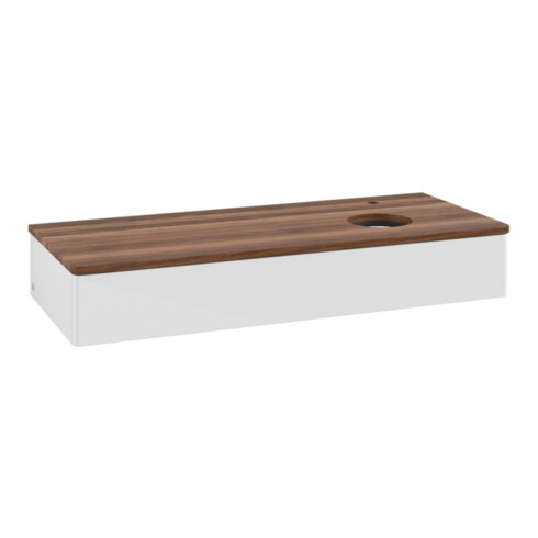V&B Waschtischunterschrank ohne Frontstruktur, mit Beleuchtung Antao 120x19x50cm, HL, WBP w. wal, glo wh. Lac