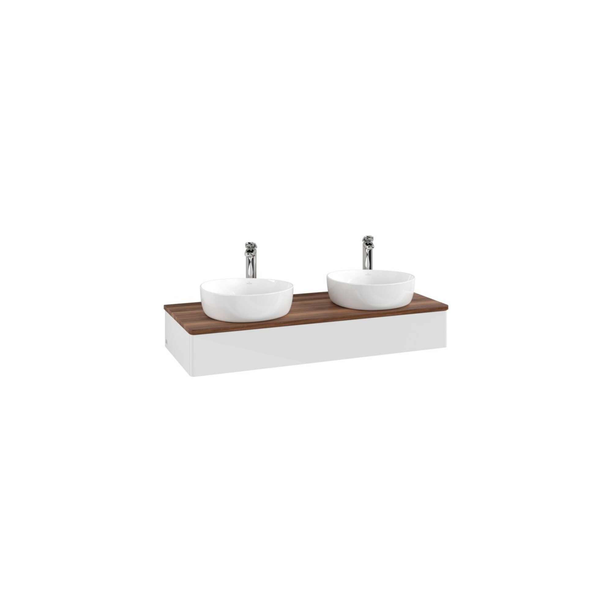 V&B Waschtischunterschrank ohne Frontstruktur, mit Beleuchtung Antao 120x19x50cm, HL, WBP w. wal, glo wh. Lac ; Villeroy & Boch