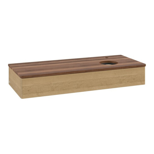V&B Waschtischunterschrank ohne Frontstruktur, mit Beleuchtung Antao 120x19x50cm, HL, WBP w. wal, hon. Oa