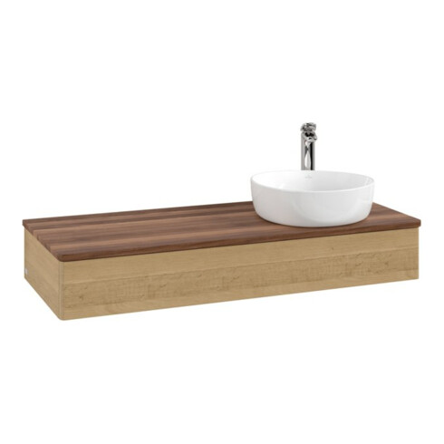 V&B Waschtischunterschrank ohne Frontstruktur, mit Beleuchtung Antao 120x19x50cm, HL, WBP w. wal, hon. Oa