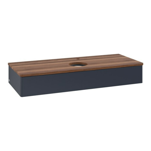 V&B Waschtischunterschrank ohne Frontstruktur, mit Beleuchtung Antao 120x19x50cm, HL, WBP w wal, md bl. m Lac