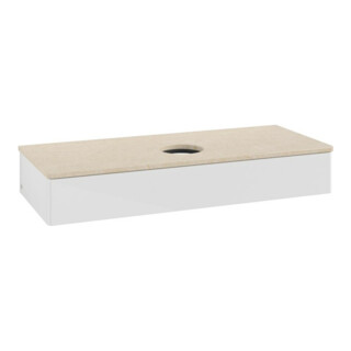 V&B Waschtischunterschrank ohne Frontstruktur, mit Beleuchtung Antao 120x19x50cm, WBP botti., glo wh. Lac