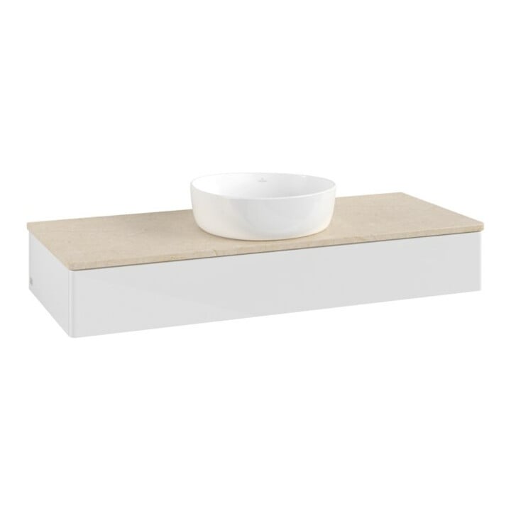 V&B Waschtischunterschrank ohne Frontstruktur, mit Beleuchtung Antao 120x19x50cm, WBP botti., glo wh. Lac