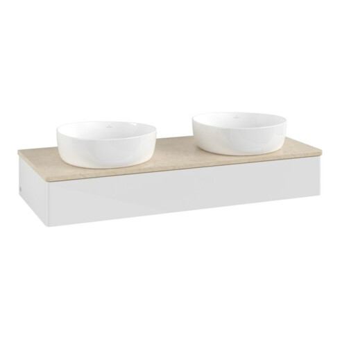 V&B Waschtischunterschrank ohne Frontstruktur, mit Beleuchtung Antao 120x19x50cm, WBP botti., glo wh. Lac