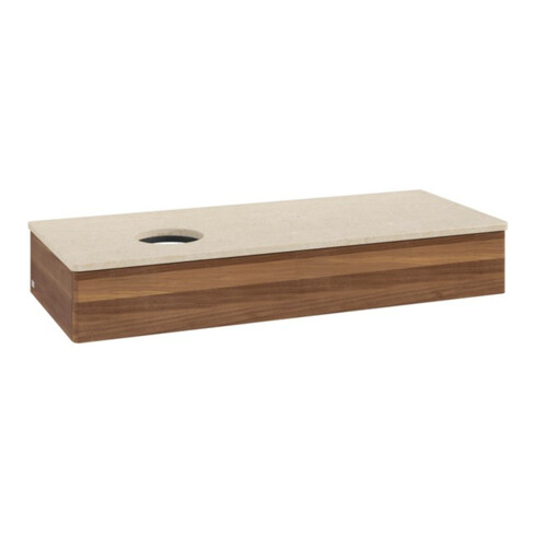 V&B Waschtischunterschrank ohne Frontstruktur, mit Beleuchtung Antao 120x19x50cm, WBP-farbe botti., w. walnut