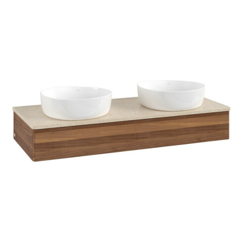V&B Waschtischunterschrank ohne Frontstruktur, mit Beleuchtung Antao 120x19x50cm, WBP-farbe botti., w. walnut