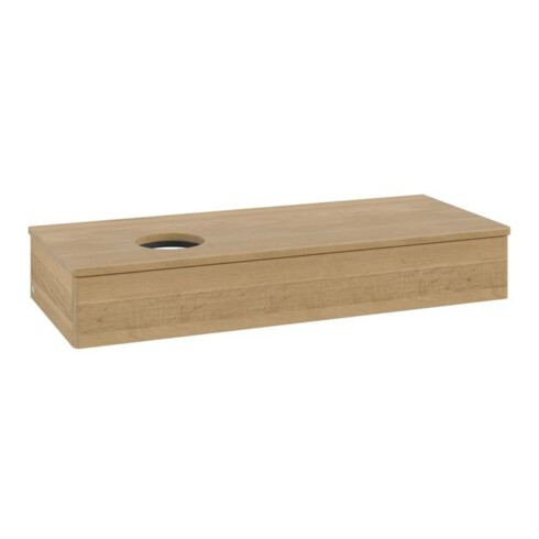 V&B Waschtischunterschrank ohne Frontstruktur, mit Beleuchtung Antao 120x19x50cm, WBP-farbe hon. Oa, hon. oak