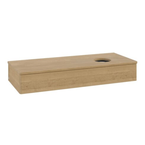 V&B Waschtischunterschrank ohne Frontstruktur, mit Beleuchtung Antao 120x19x50cm, WBP-farbe hon. Oa, hon. oak