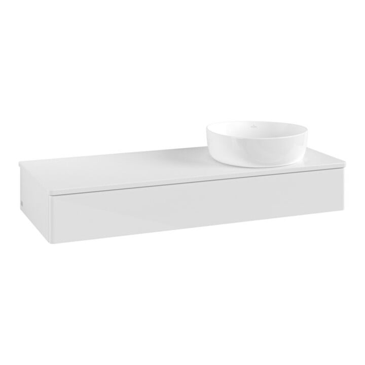 V&B Waschtischunterschrank ohne Frontstruktur, mit Beleuchtung Antao 120x19x50cm, WBP-farbe Lac, glo wh. Lac