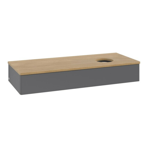 V&B Waschtischunterschrank ohne Frontstruktur, mit Beleuchtung Antao 120x19x50cm, WBP hon. Oa, Anthrac. m Lac