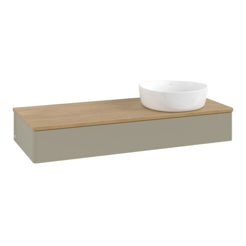 V&B Waschtischunterschrank ohne Frontstruktur, mit Beleuchtung Antao 120x19x50cm, WBP hon. Oa, st. Gr m Lac