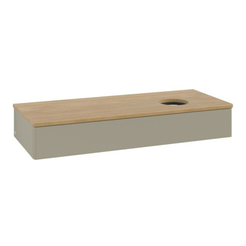 V&B Waschtischunterschrank ohne Frontstruktur, mit Beleuchtung Antao 120x19x50cm, WBP hon. Oa, st. Gr m Lac