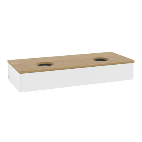 V&B Waschtischunterschrank ohne Frontstruktur, mit Beleuchtung Antao 120x19x50cm, WBP hon. Oa, wh. m Lac
