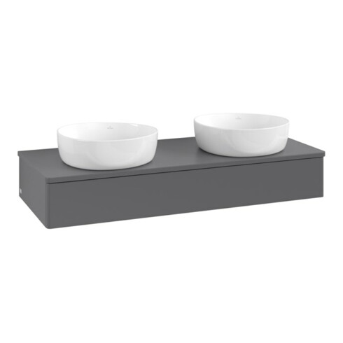V&B Waschtischunterschrank ohne Frontstruktur, mit Beleuchtung Antao 120x19x50cm, WBP Lac, Anthrac. m Lac
