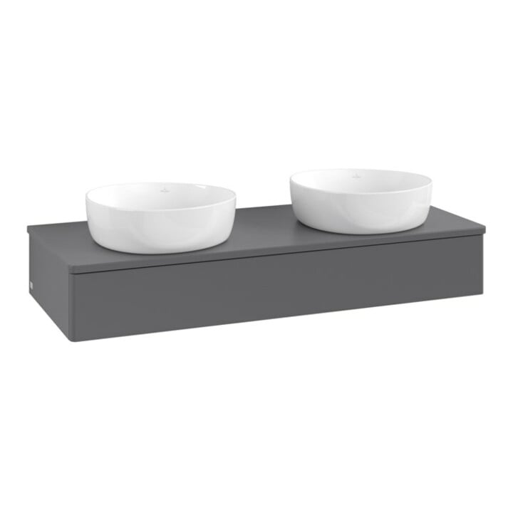 V&B Waschtischunterschrank ohne Frontstruktur, mit Beleuchtung Antao 120x19x50cm, WBP Lac, Anthrac. m Lac
