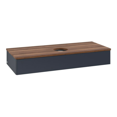 V&B Waschtischunterschrank ohne Frontstruktur, mit Beleuchtung Antao 120x19x50cm, WBP w. wal, md bl. m Lac