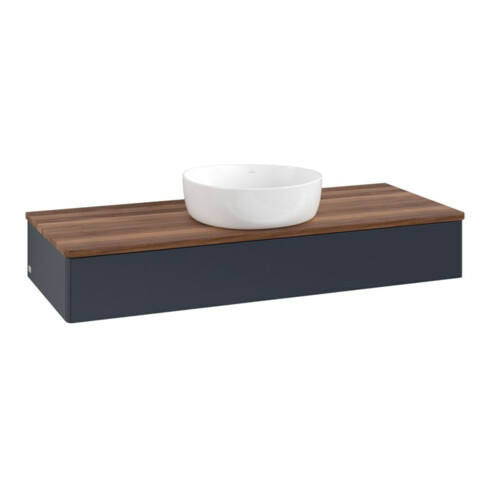 V&B Waschtischunterschrank ohne Frontstruktur, mit Beleuchtung Antao 120x19x50cm, WBP w. wal, md bl. m Lac