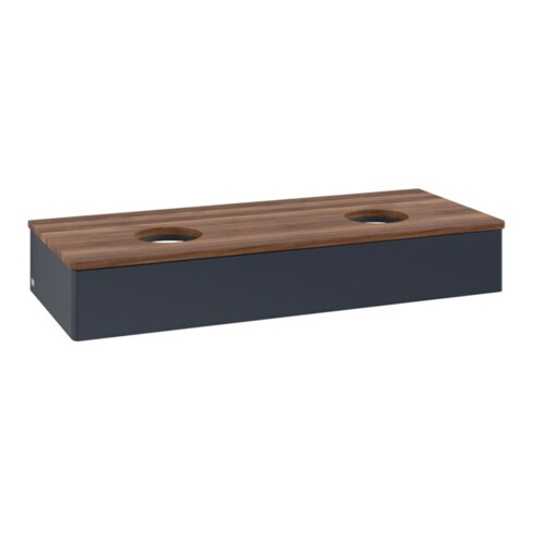 V&B Waschtischunterschrank ohne Frontstruktur, mit Beleuchtung Antao 120x19x50cm, WBP w. wal, md bl. m Lac