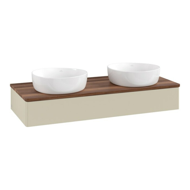 V&B Waschtischunterschrank ohne Frontstruktur, mit Beleuchtung Antao 120x19x50cm, WBP w. wal, si Gr m Lac