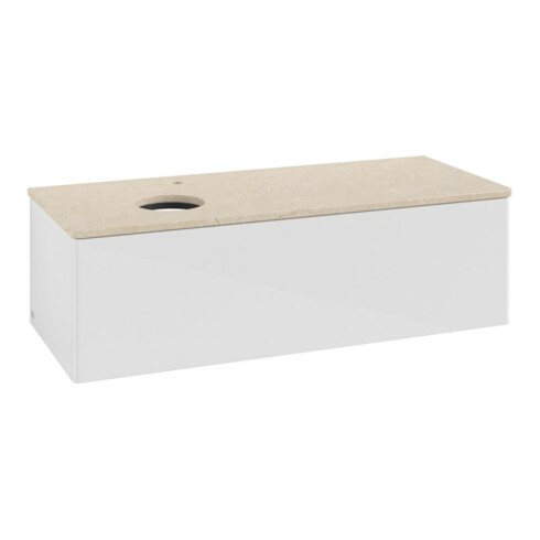 V&B Waschtischunterschrank ohne Frontstruktur, mit Beleuchtung Antao 120x36x50cm, HL, WBP botti., glo wh. Lac