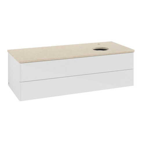 V&B Waschtischunterschrank ohne Frontstruktur, mit Beleuchtung Antao 120x36x50cm, HL, WBP botti., glo wh. Lac