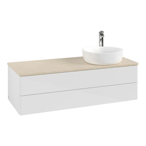 V&B Waschtischunterschrank ohne Frontstruktur, mit Beleuchtung Antao 120x36x50cm, HL, WBP botti., glo wh. Lac