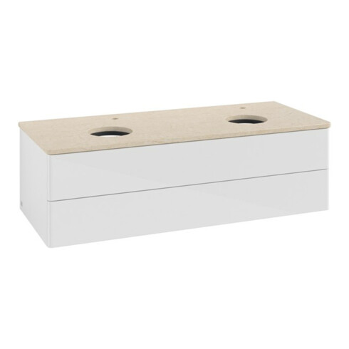 V&B Waschtischunterschrank ohne Frontstruktur, mit Beleuchtung Antao 120x36x50cm, HL, WBP botti., glo wh. Lac