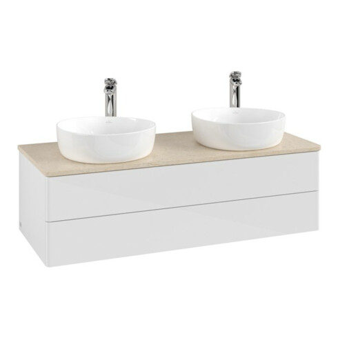 V&B Waschtischunterschrank ohne Frontstruktur, mit Beleuchtung Antao 120x36x50cm, HL, WBP botti., glo wh. Lac