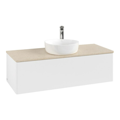 V&B Waschtischunterschrank ohne Frontstruktur, mit Beleuchtung Antao 120x36x50cm, HL, WBP botti., wh. m Lac