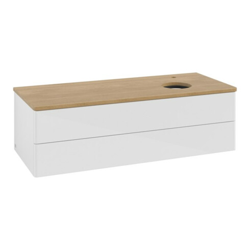V&B Waschtischunterschrank ohne Frontstruktur, mit Beleuchtung Antao 120x36x50cm, HL, WBP hon. Oa, g wh. Lac