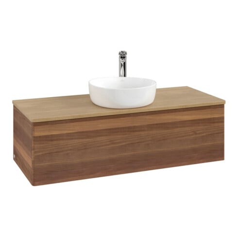 V&B Waschtischunterschrank ohne Frontstruktur, mit Beleuchtung Antao 120x36x50cm, HL, WBP hon. Oa, w. wal