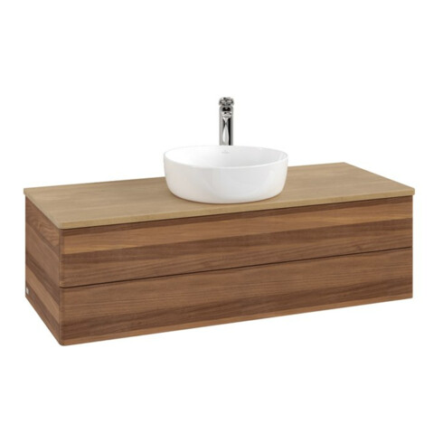 V&B Waschtischunterschrank ohne Frontstruktur, mit Beleuchtung Antao 120x36x50cm, HL, WBP hon. Oa, w. wal