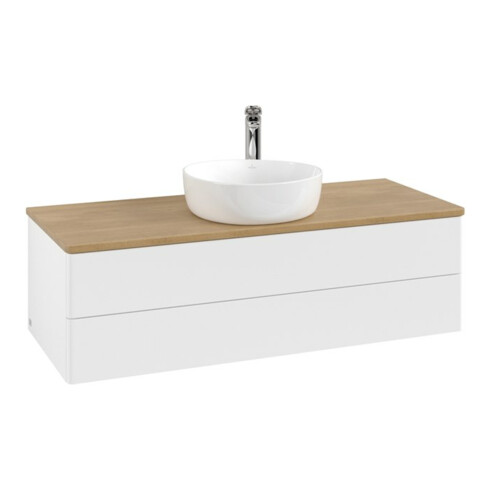 V&B Waschtischunterschrank ohne Frontstruktur, mit Beleuchtung Antao 120x36x50cm, HL, WBP hon. Oa, wh. m Lac