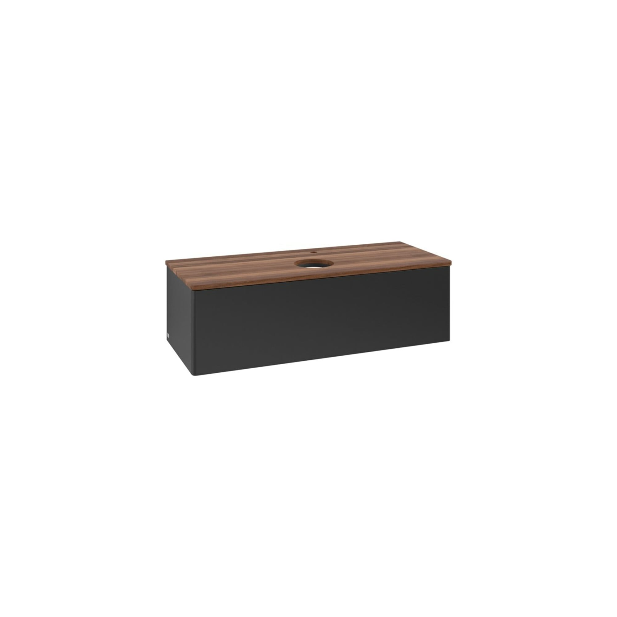 V&B Waschtischunterschrank ohne Frontstruktur, mit Beleuchtung Antao 120x36x50cm, HL, WBP w. wal, bla m Lac ; Villeroy & Boch