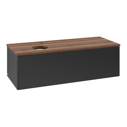 V&B Waschtischunterschrank ohne Frontstruktur, mit Beleuchtung Antao 120x36x50cm, HL, WBP w. wal, bla m Lac