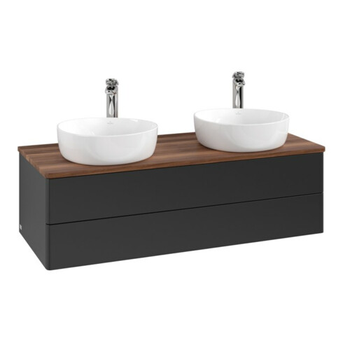V&B Waschtischunterschrank ohne Frontstruktur, mit Beleuchtung Antao 120x36x50cm, HL, WBP w. wal, bla m Lac