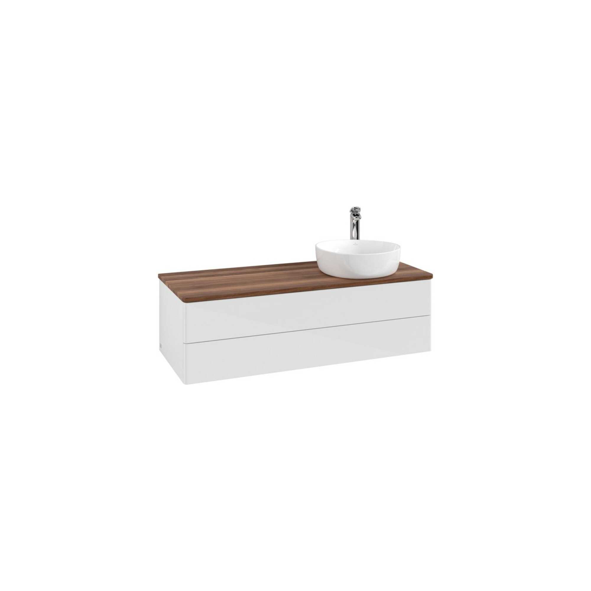 V&B Waschtischunterschrank ohne Frontstruktur, mit Beleuchtung Antao 120x36x50cm, HL, WBP w. wal, glo wh. Lac ; Villeroy & Boch