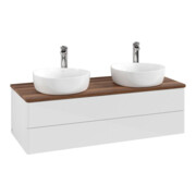 V&B Waschtischunterschrank ohne Frontstruktur, mit Beleuchtung Antao 120x36x50cm, HL, WBP w. wal, glo wh. Lac