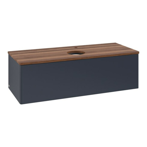 V&B Waschtischunterschrank ohne Frontstruktur, mit Beleuchtung Antao 120x36x50cm, HL, WBP w wal, md bl. m Lac