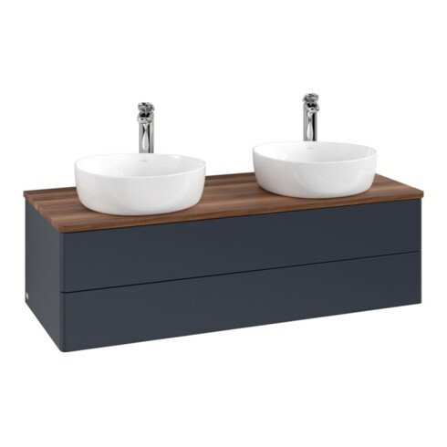 V&B Waschtischunterschrank ohne Frontstruktur, mit Beleuchtung Antao 120x36x50cm, HL, WBP w wal, md bl. m Lac