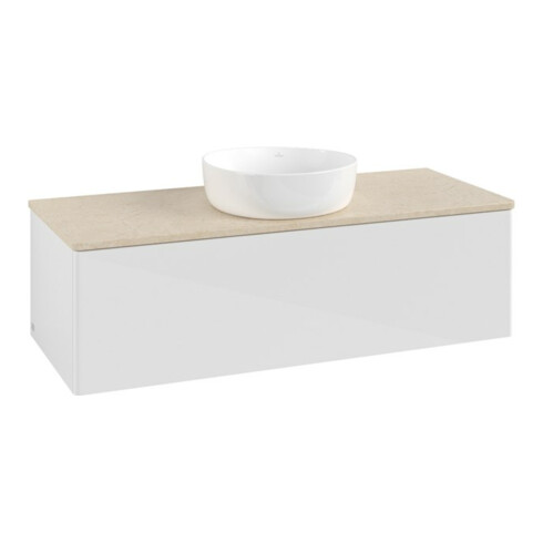 V&B Waschtischunterschrank ohne Frontstruktur, mit Beleuchtung Antao 120x36x50cm, WBP botti., glo wh. Lac