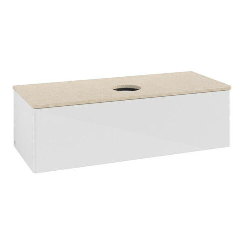 V&B Waschtischunterschrank ohne Frontstruktur, mit Beleuchtung Antao 120x36x50cm, WBP botti., glo wh. Lac
