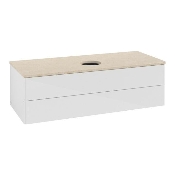 V&B Waschtischunterschrank ohne Frontstruktur, mit Beleuchtung Antao 120x36x50cm, WBP botti., glo wh. Lac